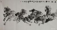 艺术家石川日记:国画动物 骏马系列 《清水河》《天上月亮》《马到成功》《群马【图3】