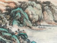 艺术家祝汉山日记:小六尺180/70,国画《万里江山秀》,青绿山水间,祥云绕天【图1】