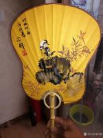 艺术家李同辉收藏:朋友订的蒲扇画《竹林听雨》《天骄》《清香》人闲桂花落,夜静春【图1】