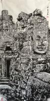 艺术家马培童日记:三，创作高棉的微笑，用焦墨画石窟佛像，喜，怒，哀，乐，是以点【图1】