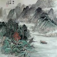 艺术家墨丹日记:两幅斗方山水，《溪山行舟》、《访友图》，墨丹【图0】