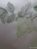 艺术家马晓薇日记:第一次画绿牡丹，与众好友分享。马晓薇作品【图2】