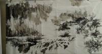 艺术家范锻日记:国画新作《春雨绵绵溪流似泄，山色蒙蒙云过如烟》。构思画一幅六【图1】