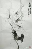 艺术家胡小炜（润德）日记:国画《墨虾》，46×69cm
胡小炜国画作品【图1】