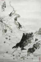 艺术家胡小炜（润德）日记:国画《墨虾》，46×69cm
胡小炜国画作品【图3】
