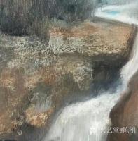 艺术家陈刚日记:国画山水《峡谷溪流》，九华天池写生作品。局部图，接近写实，越【图1】