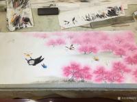 艺术家魏建军日记:新创作了国画《三生三世十里桃花香》，桃花盛开的地方，这是一副【图1】