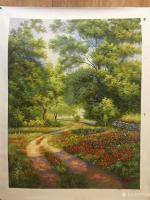 艺术家罗鸿羽日记:油画新作《花园路》，感觉阳光的处理还可以，花草盛开与枝叶繁茂【图0】