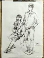 艺术家覃莽日记:我的自画像速写赏析
头部为第一主体,手为第二主体,所以要画【图3】