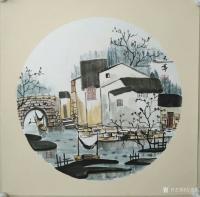 艺术家吉大华日记:国画山水画小品《江南水乡》系列习作,供大家赏评。50*50c【图3】