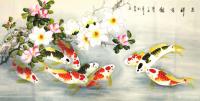 艺术家刘慧敏日记:工笔花鸟画《连年有余》系列作品,红鲤鱼与荷花搭配,红鲤鱼与葡【图0】
