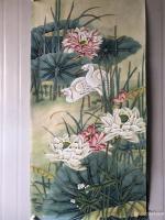 艺术家石海博日记:工笔画荷花系列作品3幅,四尺整张,已售,喜欢可订制。【图1】