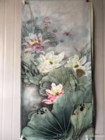 艺术家石海博日记:工笔画荷花系列作品3幅,四尺整张,已售,喜欢可订制。【图2】