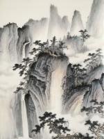 艺术家李伟成日记:国画仿古山水画《山居图》,尺寸39*140,闲云野鹤,山涧独【图1】