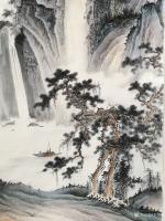 艺术家李伟成日记:国画仿古山水画《山居图》,尺寸39*140,闲云野鹤,山涧独【图2】