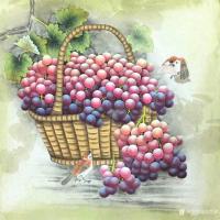 艺术家刘慧敏日记:工笔画葡萄系列作品,紫气东来,硕果累累,欢迎订制【图3】