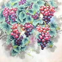 艺术家刘慧敏日记:工笔画葡萄系列作品,紫气东来,硕果累累,欢迎订制【图5】