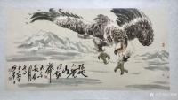 艺术家王贵烨日记:国画《雄鹰》,“掠地只觉山河动,齐天不畏日月高”显示鹰的张力【图0】