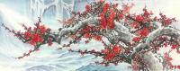 艺术家刘慧敏日记:国画梅花三幅《寒梅傲雪》，追求唯美，尺寸39*140cm。喜【图1】