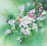 艺术家刘慧敏日记:炎炎夏日,需要一丝清凉,绿色底调的花鸟画,希望能带给你清爽。【图0】