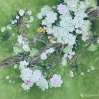 艺术家刘慧敏日记:炎炎夏日,需要一丝清凉,绿色底调的花鸟画,希望能带给你清爽。【图3】