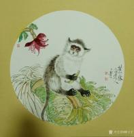 艺术家柳士才日记:应两位好友邀请,画的小萌虎,小猴子,小鸟,动物画各一幅。尺寸【图3】