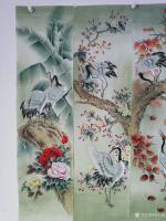 艺术家胡记领日记:工笔绘画,走进万家。四屏风:春,夏,秋,冬,松鹤延年。30x【图2】