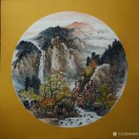 艺术家高勇利日记:国画山水画《春夏秋冬》,朋友定制的一套,50*50卡紙圓光。【图3】