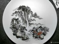 艺术家杨增超日记:奇石瓷画新作《高山流水》,以石创作,石景相融!可定制。【图1】