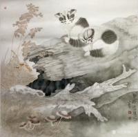 艺术家柳士才日记:国画动物画猫系列，《双雄》《童趣图》
引路靠贵人，走路靠自【图0】