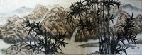 艺术家陈奇飞日记:画竹再配上山石流水，似听到泉水叮咚，小鸟叽叽，【图1】