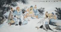 艺术家宁建华日记:国画人物画《竹林七贤图》,大六尺,已经完成,配合影照片,献给【图0】