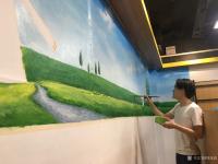艺术家周海波日记:在深圳阳光湾畔，田园风光壁画开始施工，每个画家都是虔诚的背影【图3】