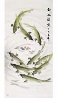 艺术家袁峰日记:近期国画花鸟画~鱼系列作品,写意《金玉满堂》,《六顺图》,请【图0】