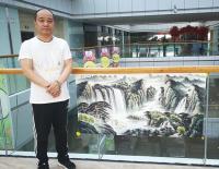 艺术家宁建华日记:国画彩墨山水画《富水长流》,尺寸四尺,配局部图,请老师们看看【图1】