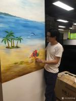艺术家周海波日记:艰辛数日.“新农产”主题壁画终于完成了!感谢各位.也祝丁总生【图1】