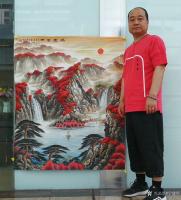 艺术家宁建华日记:国画彩墨山水画《鸿运当头》,尺寸130*110cm,送给老师【图1】