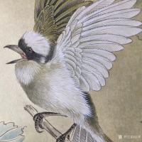 艺术家汪林日记:工笔花鸟画《秋声图》,尺寸50x50cm,配局部图
“三光【图1】