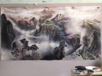 艺术家吕双日记:灵感来自空我!文友为新作配诗一首。
“意境,山石磷立云雾间【图0】