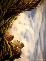 艺术家宁建华日记:最新创作彩墨山水画已完成,尚未题款,先请老师们欣赏指导。【图1】