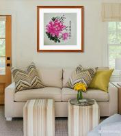 艺术家何跃起日记:国画牡丹姐妹花《醉春》,《春艳》,《花开富贵》,再配个上墙效【图1】