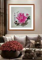 艺术家何跃起日记:国画牡丹姐妹花《醉春》,《春艳》,《花开富贵》,再配个上墙效【图3】