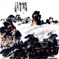 艺术家龚光万日记:国画写意山水画《 白云霭霭钟声湿 》 尺寸 68*68c【图0】