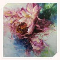 艺术家周海波日记:现代北欧油画,花卉类,尺寸80*80,欢迎订制,可自选装裱框【图3】