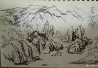 艺术家陈刚日记:观山景有感,速写三幅作品,以抒胸意!【图0】