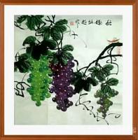 艺术家何跃起日记:完成一组国画花鸟画小品订单,梅花,牡丹,葡萄,装框效果,放置【图1】