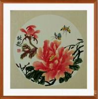 艺术家何跃起日记:完成一组国画花鸟画小品订单,梅花,牡丹,葡萄,装框效果,放置【图3】