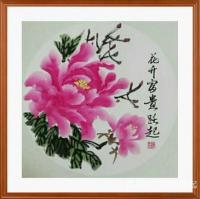 艺术家何跃起日记:完成一组国画花鸟画小品订单,梅花,牡丹,葡萄,装框效果,放置【图5】