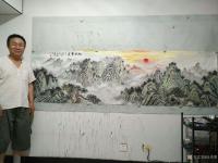 艺术家田光荣日记:今天完成的小八尺国画山水画《旭日东升》。客户订单,晒图留念【图2】