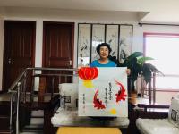 艺术家李尊荣日记:国画斗方《连年有余》,王老板说装裱好挂家里:日子会红红火火,【图1】